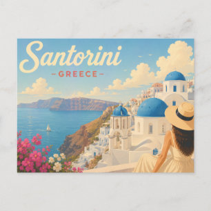 Santorini, Griekenland - The Lady in the Hat Trave Briefkaart