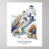 Santorini Griekenland Travel Art Poster (Voorkant)