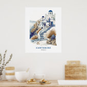 Santorini Griekenland Travel Art Poster (Keuken)