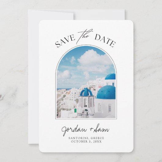 Santorini Griekenland Trouwen Bewaar de Datum Kaart (Voorkant)