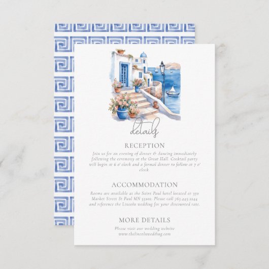 Santorini Griekenland Trouwgegevens Informatiekaartje (Voorkant / Achterkant)