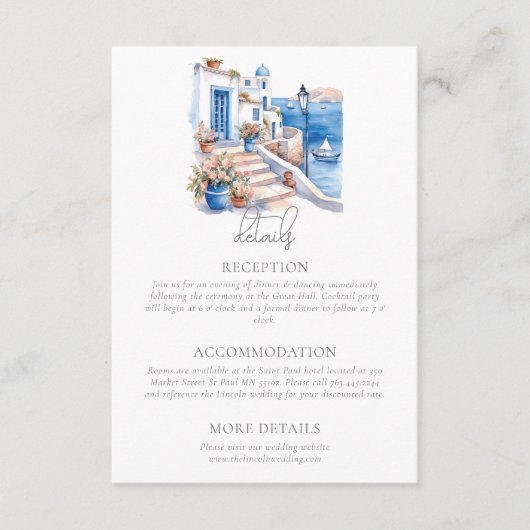 Santorini Griekenland Trouwgegevens Informatiekaartje (Voorkant)