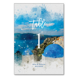 Santorini, Griekenland trouwtafel nummer kaart