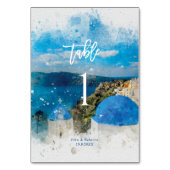 Santorini, Griekenland trouwtafel nummer kaart (Achterkant)