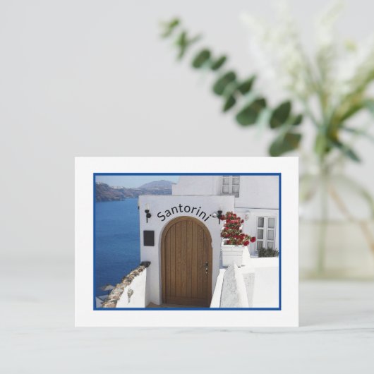 SANTORINI, GRIEKENLAND/TYPISCHE WITTE ARCHITECTUUR BRIEFKAART (Staand voorkant)