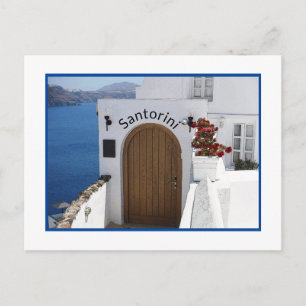 SANTORINI, GRIEKENLAND/TYPISCHE WITTE ARCHITECTUUR BRIEFKAART