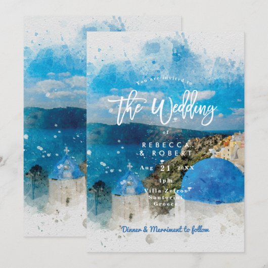 Santorini Griekenland - uitnodiging voor de zomerb (Voorkant / Achterkant)