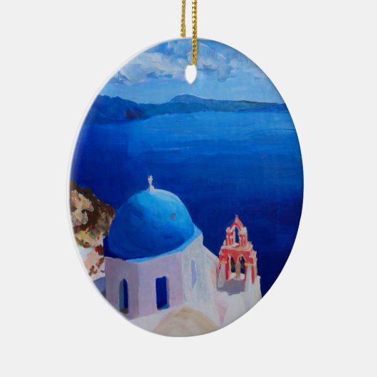 Santorini, Griekenland - Uitzicht uit Oia Keramisch Ornament (Rechts)