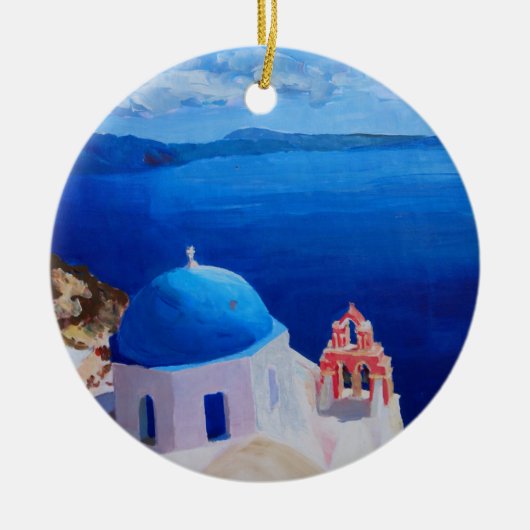 Santorini, Griekenland - Uitzicht uit Oia Keramisch Ornament (Voorkant)