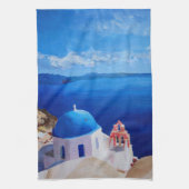 Santorini, Griekenland - Uitzicht uit Oia Theedoek (Verticaal)