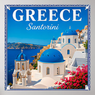 💙 Santorini Griekenland Vakantieherinnering Poster