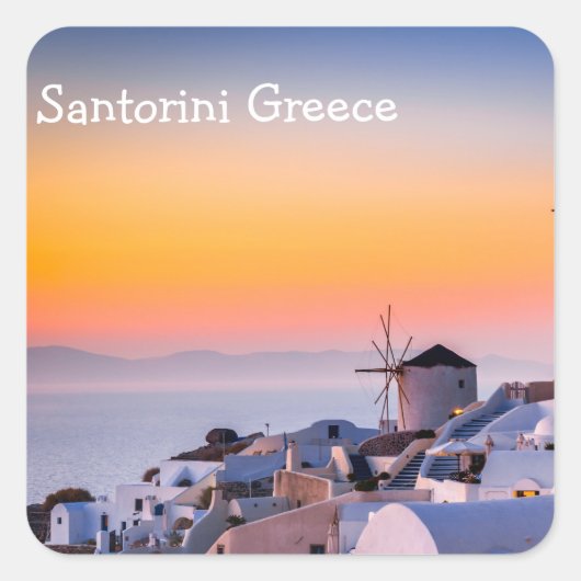 Santorini Griekenland Vierkante Sticker (Voorkant)