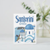 Santorini Griekenland Vintage Beroemde Reisplaats Briefkaart (Staand voorkant)