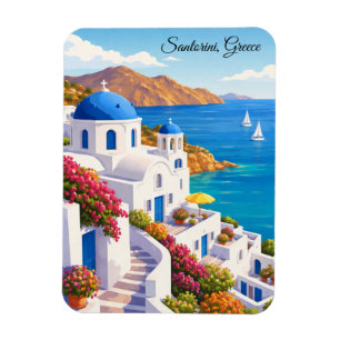 Santorini Griekenland Vintage Europa Vakantie Reiz Magneet