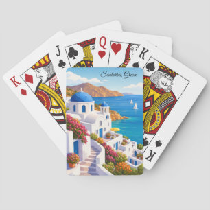Santorini Griekenland Vintage Europa Vakantie Reiz Pokerkaarten