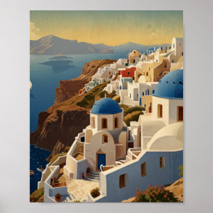 Santorini Griekenland Vintage Griekenland Reispost Poster