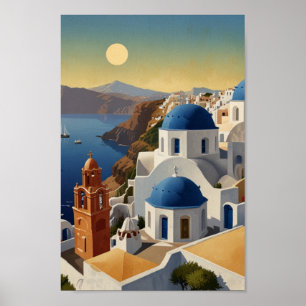 Santorini Griekenland Vintage Griekenland Reizen Poster