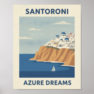 Santorini Griekenland Vintage Reisposter - Azure D Poster