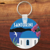 Santorini Griekenland — vintage-reisstijl Sleutelhanger (Voorkant)