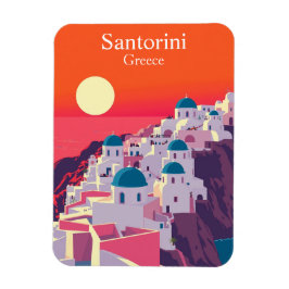 Santorini, Griekenland Vintage Travel Blue Domes Magneet
