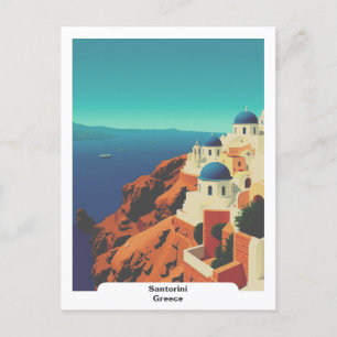 Santorini, Griekenland: Vintage Travel Briefkaart