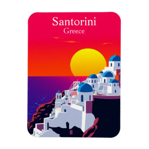 Santorini, Griekenland Vintage Travel Ocean Sunset Magneet