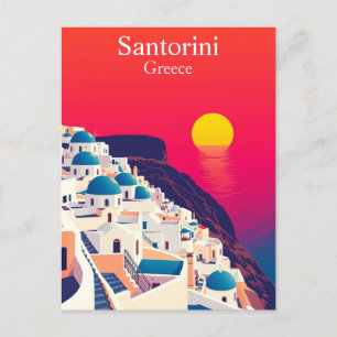 Santorini, Griekenland Vintage Travel Sunset Briefkaart