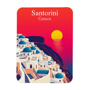 Santorini, Griekenland Vintage Travel Sunset Magneet