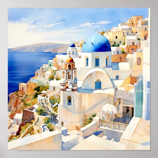 Santorini Griekenland Wall Art Square Poster (Voorkant)