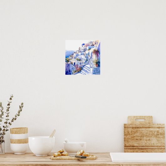 Santorini Griekenland Wall Art Square Poster (Keuken)