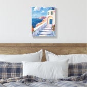 Santorini Griekenland Watercolor Reis Canvas Afdruk (Insitu (Slaapkamer))