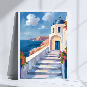 Santorini Griekenland Watercolor Reis Poster