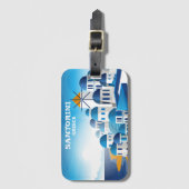 Santorini Griekenland  Waterverf Bagagelabel (Voorkant (verticaal))