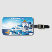 Santorini Griekenland  Waterverf Bagagelabel (Voorkant (horizontaal))