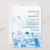 Santorini Griekenland waterverf bestemming bruilof Kaart (Voorkant)