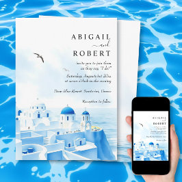 Santorini Griekenland waterverf bestemming bruilof Kaart