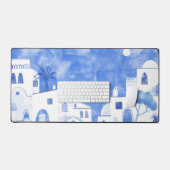 Santorini Griekenland Waterverf Blue White Bureaumat (Keyboard & Muis)