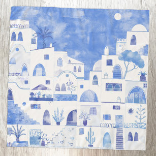 Santorini Griekenland Waterverf Blue White Sjaal