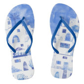 Santorini Griekenland Waterverf Blue White Teenslippers (Voetbed)
