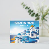 Santorini Griekenland  Waterverf Briefkaart (Staand voorkant)