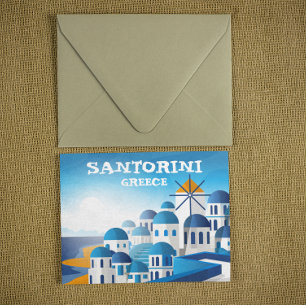 Santorini Griekenland Waterverf Briefkaart