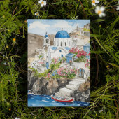 Santorini Griekenland Waterverf Briefkaart