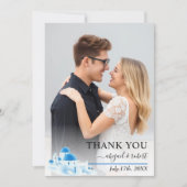 Santorini Griekenland waterverf bruiloft Dank u Bedankkaart (Voorkant)