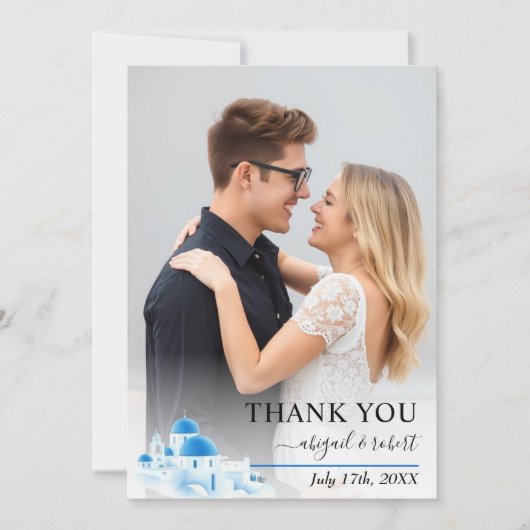 Santorini Griekenland waterverf bruiloft Dank u Bedankkaart (Voorkant)