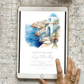 Santorini Griekenland Waterverf Bruiloft Kaart