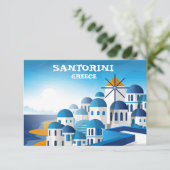 Santorini Griekenland  Waterverf Kaart (Staand voorkant)