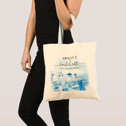 Santorini Griekenland waterverf landschap bachelor Tote Bag (Voorkant (product))