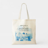 Santorini Griekenland waterverf landschap bachelor Tote Bag (Achterkant)