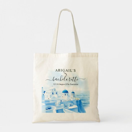 Santorini Griekenland waterverf landschap bachelor Tote Bag (Achterkant)