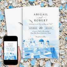 Santorini Griekenland waterverf landschap bruiloft